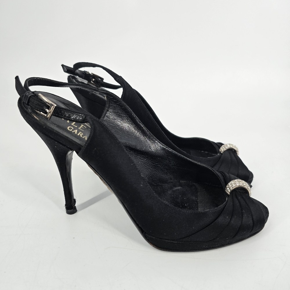 Valentino Garavani Black Satin Slingback Evening Pumps Size 37